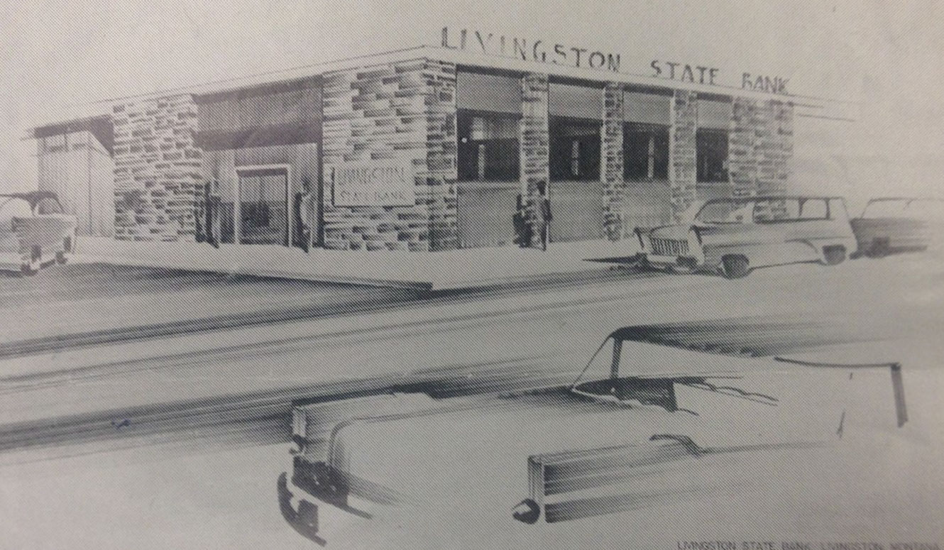 Pencil sketch of Livingston State Bank.