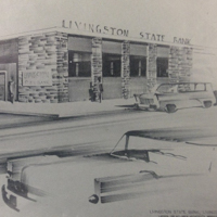 Pencil sketch of Livingston State Bank.